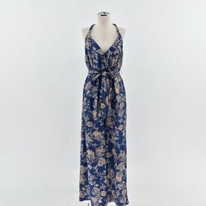 Anthropologie Ett Twa Paisley Jumpsuit Sz XXSP Boho Blue Floral Halter Whimsical